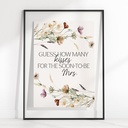 Vintage Tiny Floral Guess How Many Kisses Game Poster