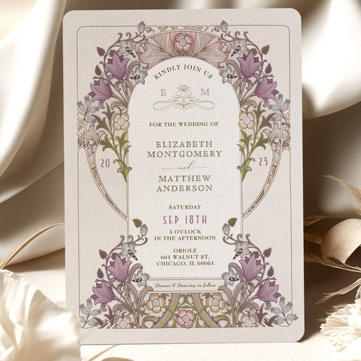 Vintage Wedding Invitation William Morris Lavender